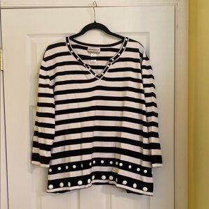 Black and White Striped Women's Top